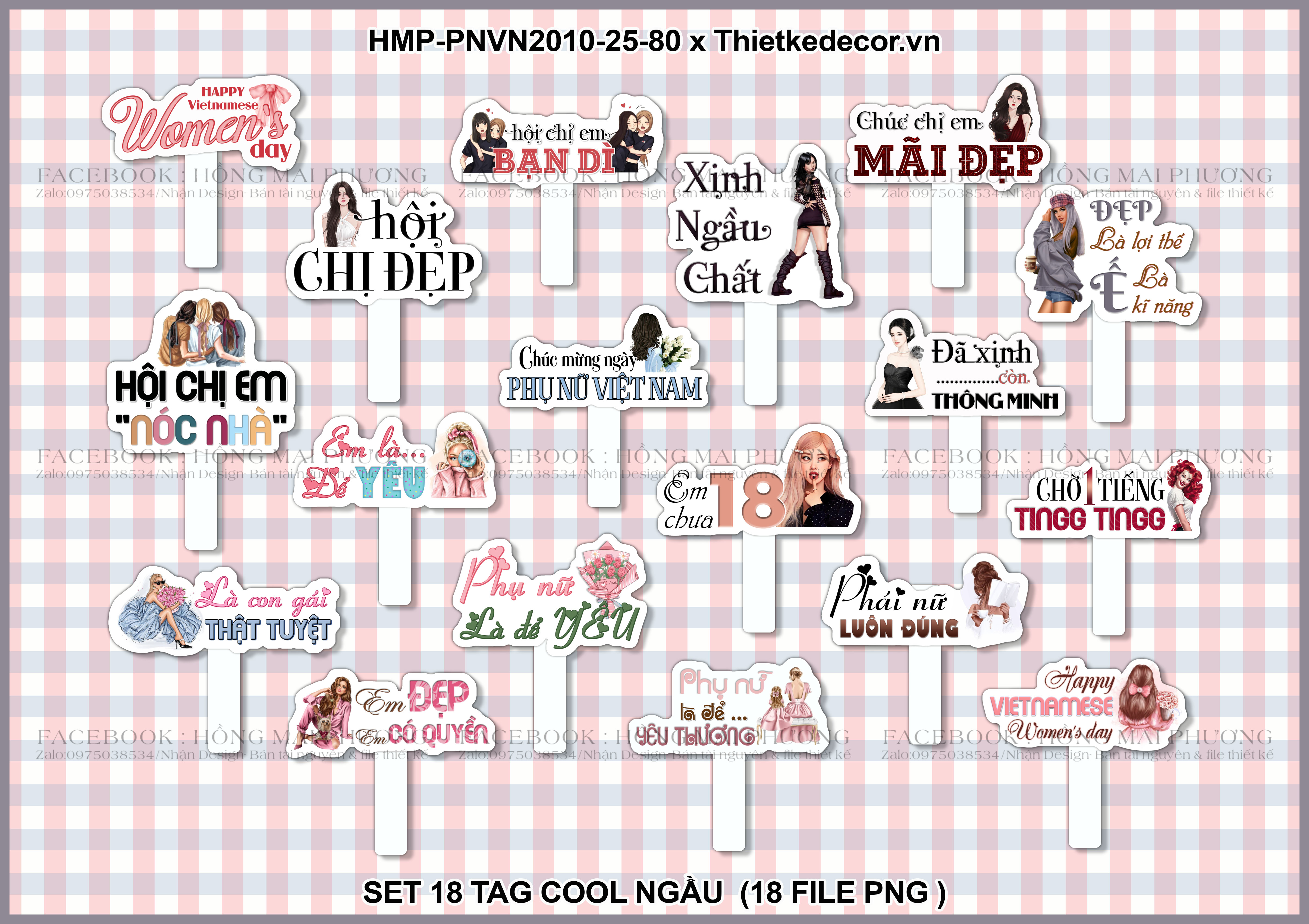 Set 18 tag cầm tay Phụ nữ ngầu lòi